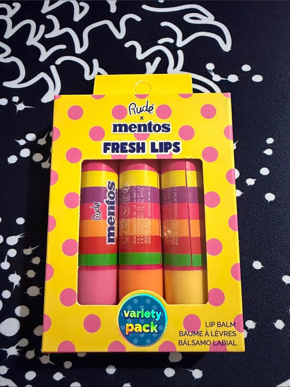 RUDE x Mentos Fresh Lips Variety Pack - Pink, Orange, Yellow